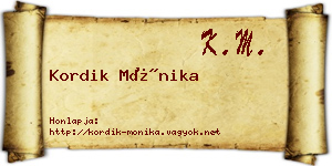 Kordik Mónika névjegykártya